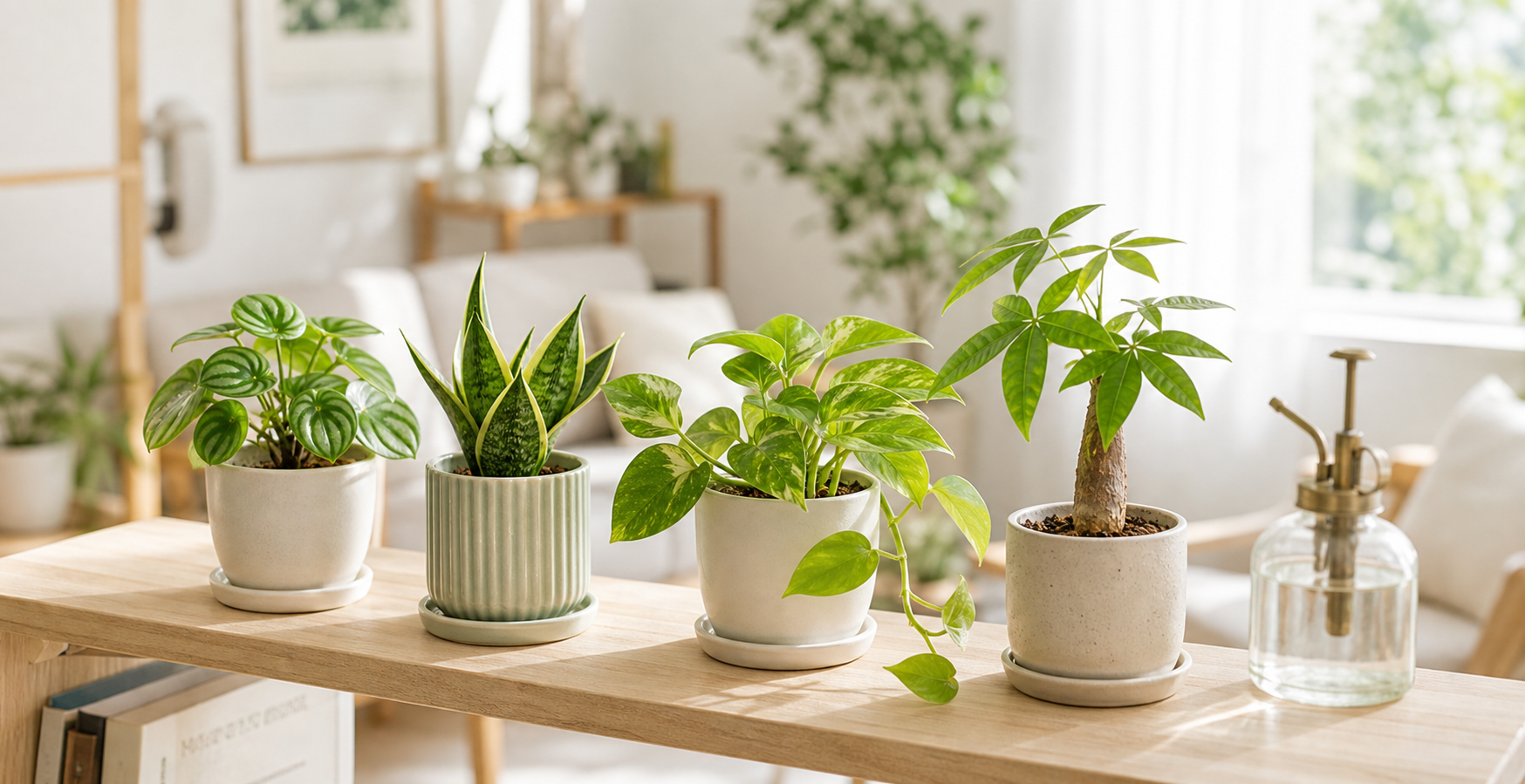 3号鉢サイズの観葉植物が並ぶイメージ